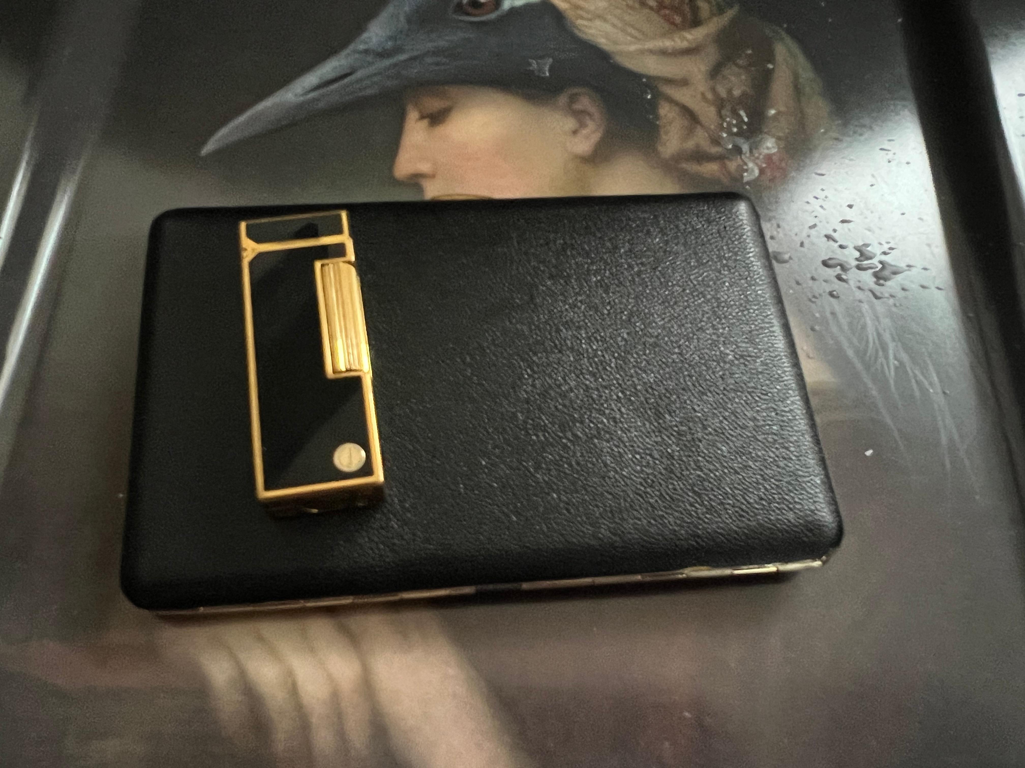 Women's or Men's Rare Vintage Dunhill Cigarette Lather case & Swiss Lighter Gift Set