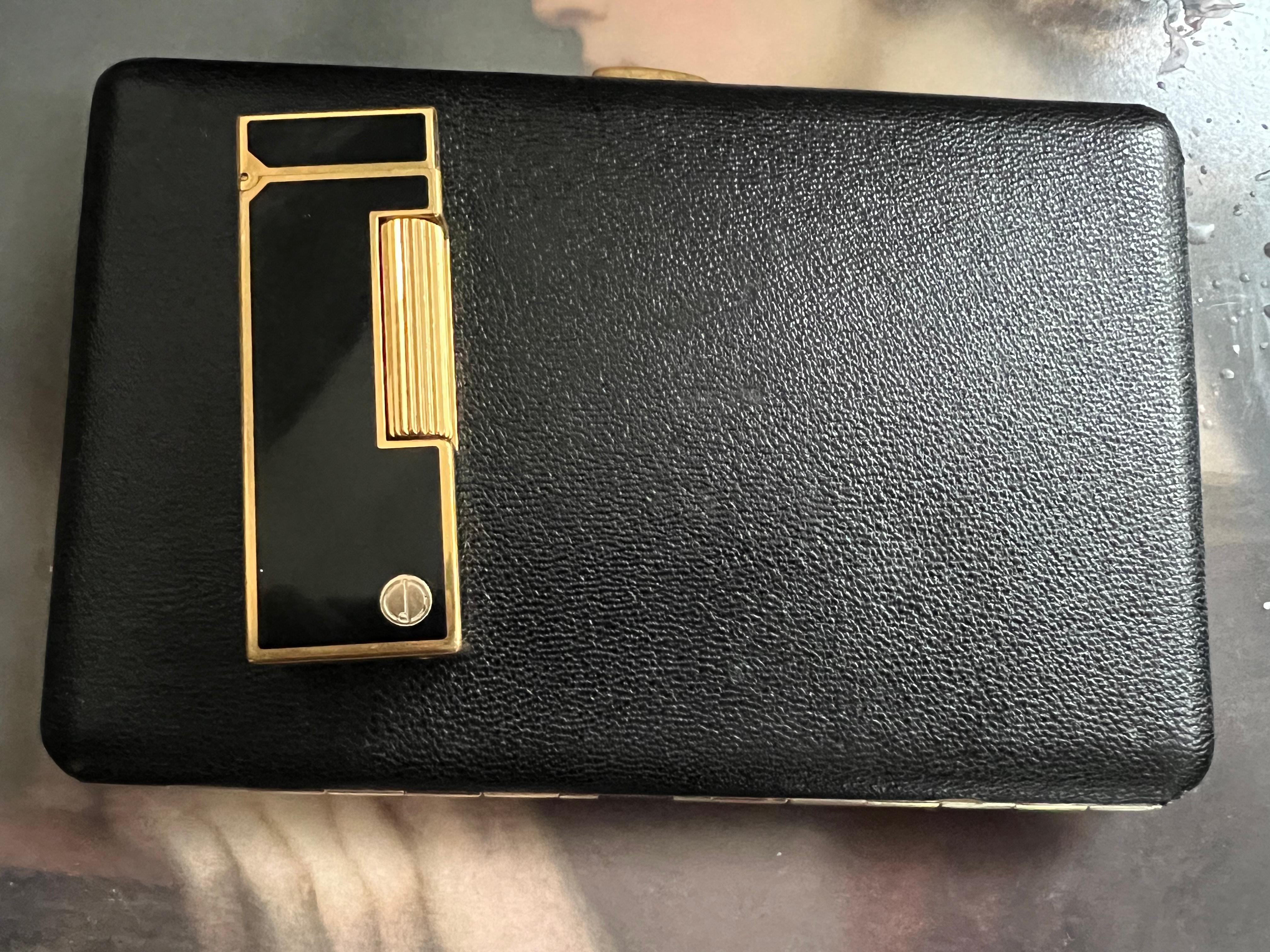 Rare Vintage Dunhill Cigarette Lather case & Swiss Lighter Gift Set 2