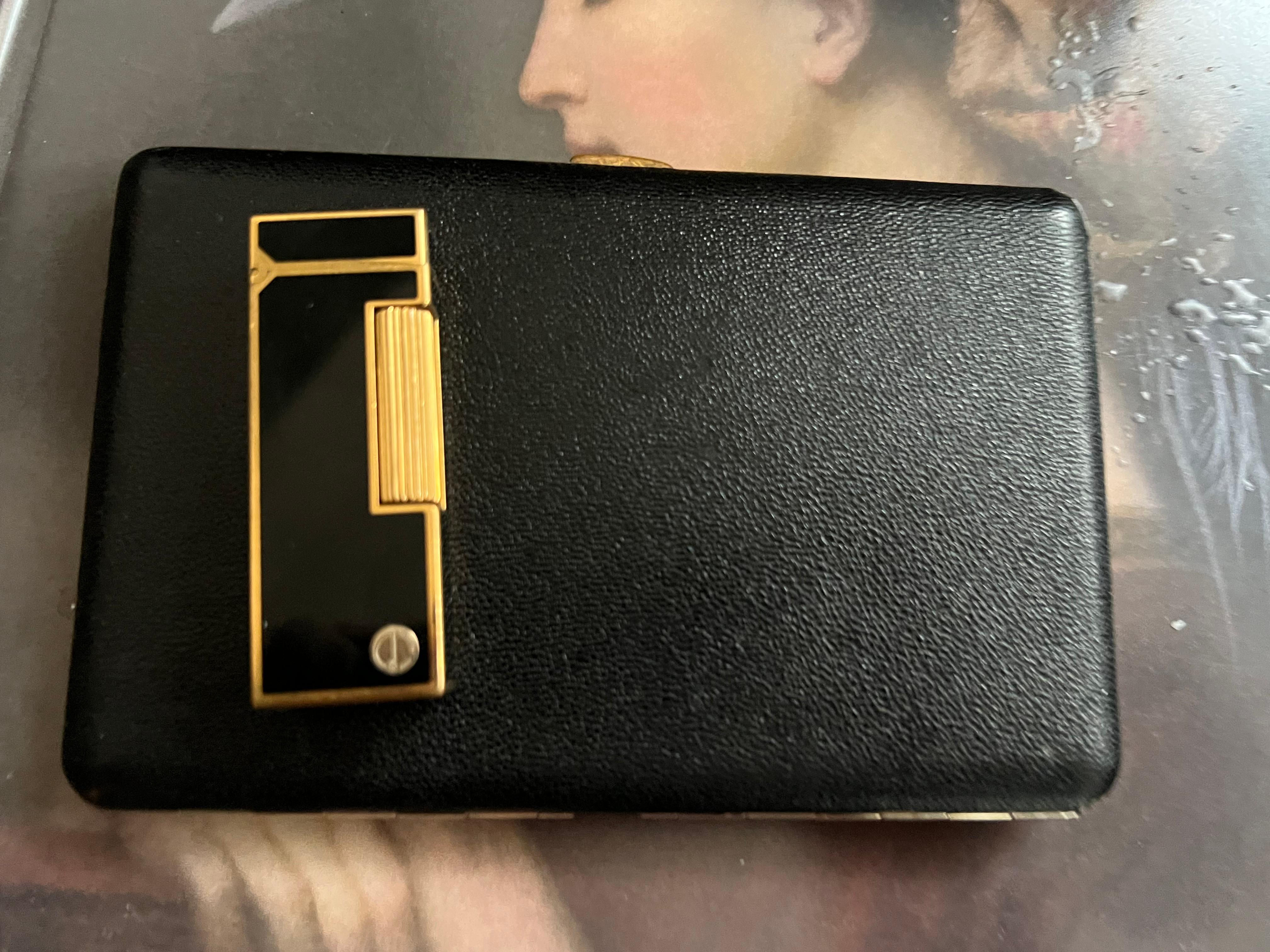 Rare Vintage Dunhill Cigarette Lather case & Swiss Lighter Gift Set 3