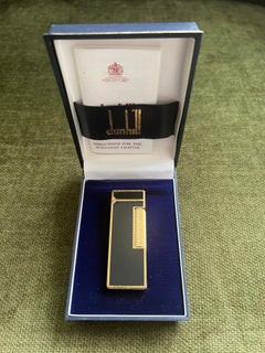 Rare Vintage Dunhill Gold Plated Black Lacquer Briquet Dunhill Original Case