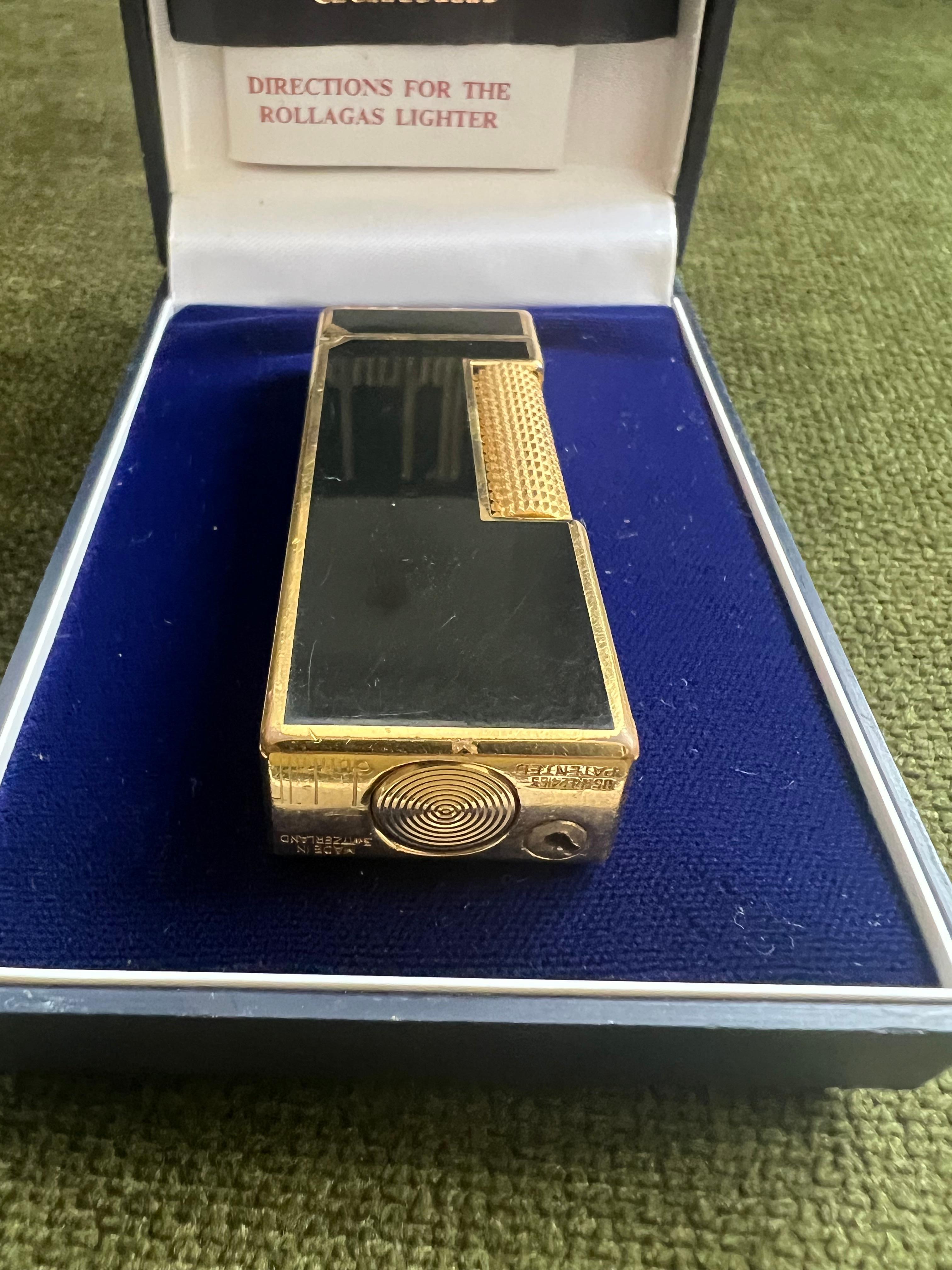 Rare Vintage Dunhill Gold Plated Black Lacquer Lighter Dunhill Original Case 4