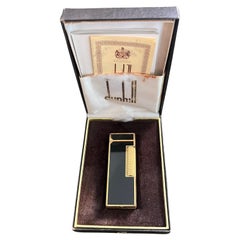 Rare Vintage Dunhill Vergoldet Schwarz Lack Feuerzeug Original Etui