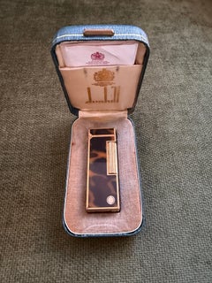 Rare Vintage Dunhill Gold Plated Cognac Marble Lacquer Original Sky Case