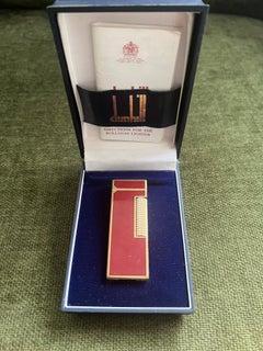 Rare Vintage Dunhill Gold Plated Red Lacquer Lighter Original Dunhill Case