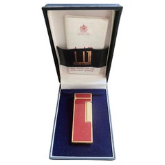 Seltene Vintage Dunhill Gold plattiert rot Lack Feuerzeug Original Dunhill Fall