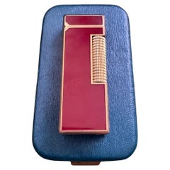 Rare Vintage Dunhill Gold Plated Red Marble Lacquer Lighter Original Sky Case