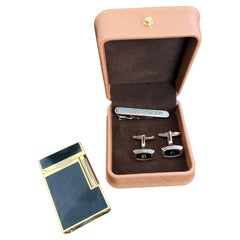 Raro Set de Regalo Vintage de Encendedor Dupont, Gemelos y Corbata Christian Dior