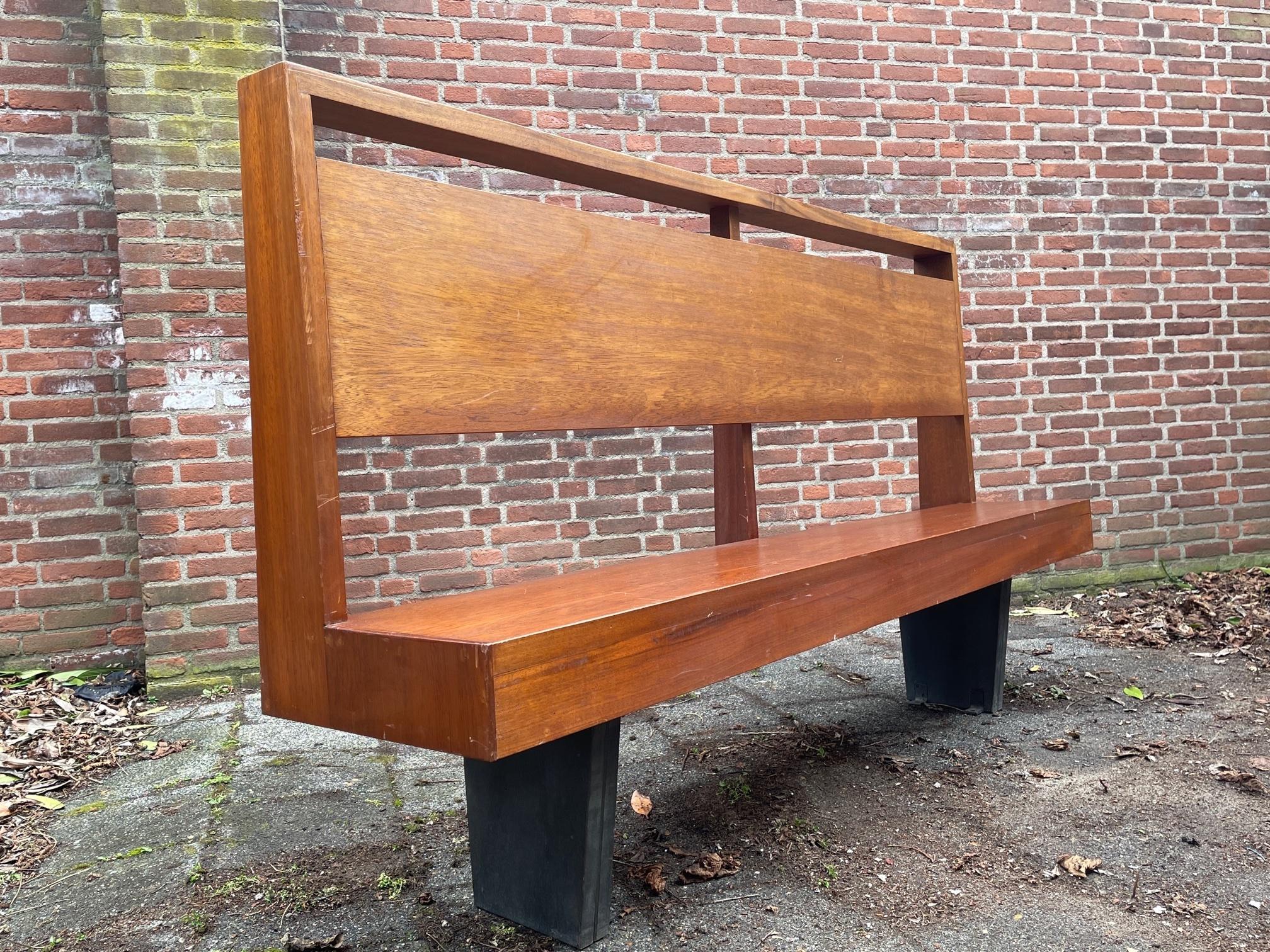 Mid-Century Modern Rare Vintage Dutch Church Bench, 1960s For Sale