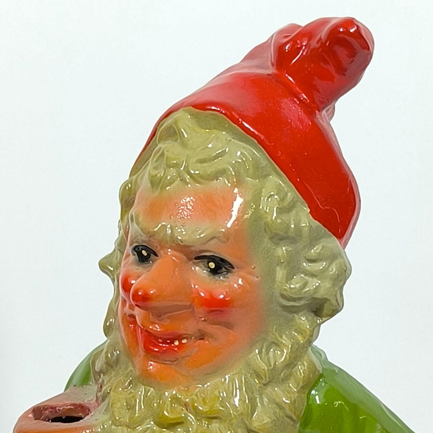 Raro enano vintage con portavelas, Alemania ca. 1950, Gnomo de Navidad en venta 2
