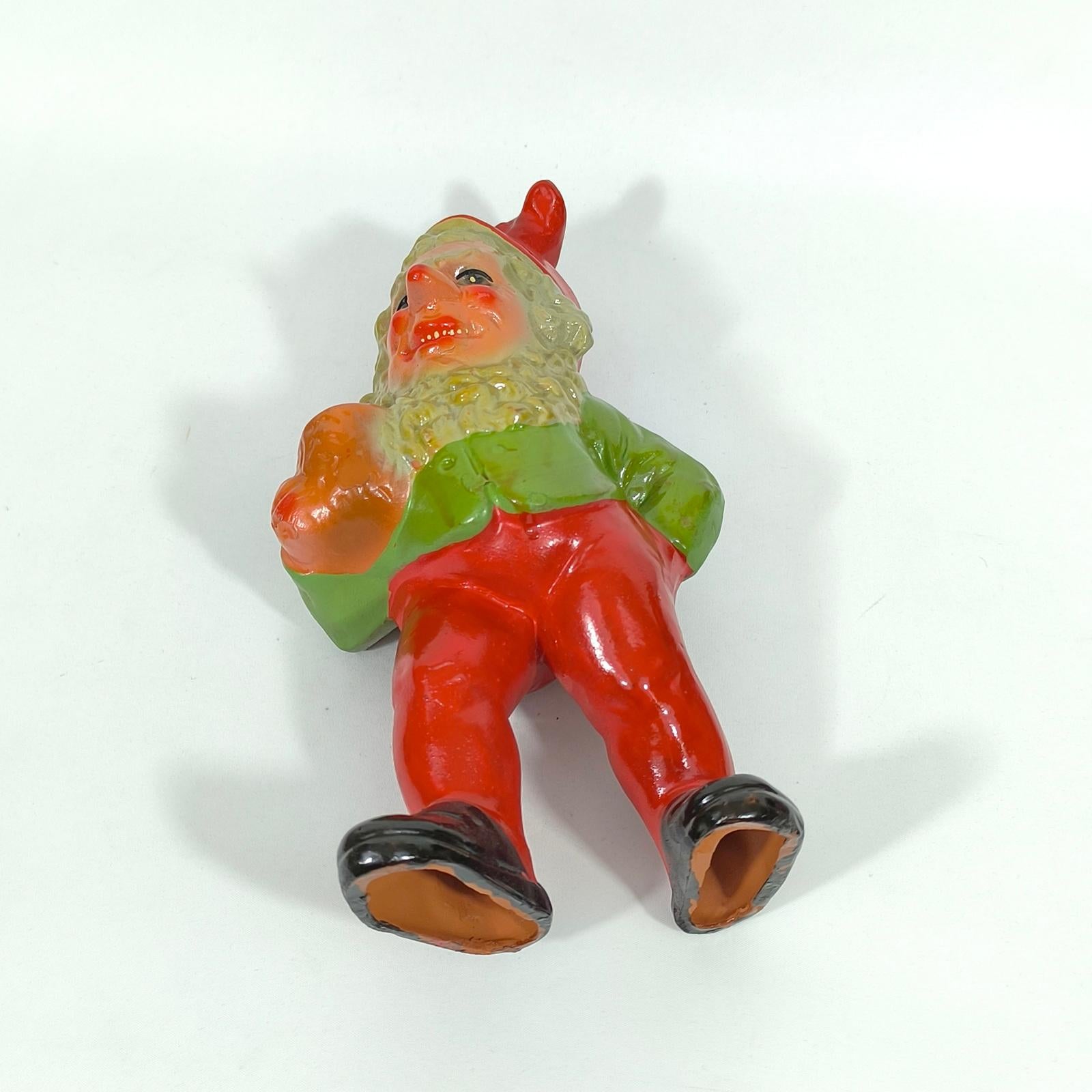 Raro enano vintage con portavelas, Alemania ca. 1950, Gnomo de Navidad siglo XX en venta