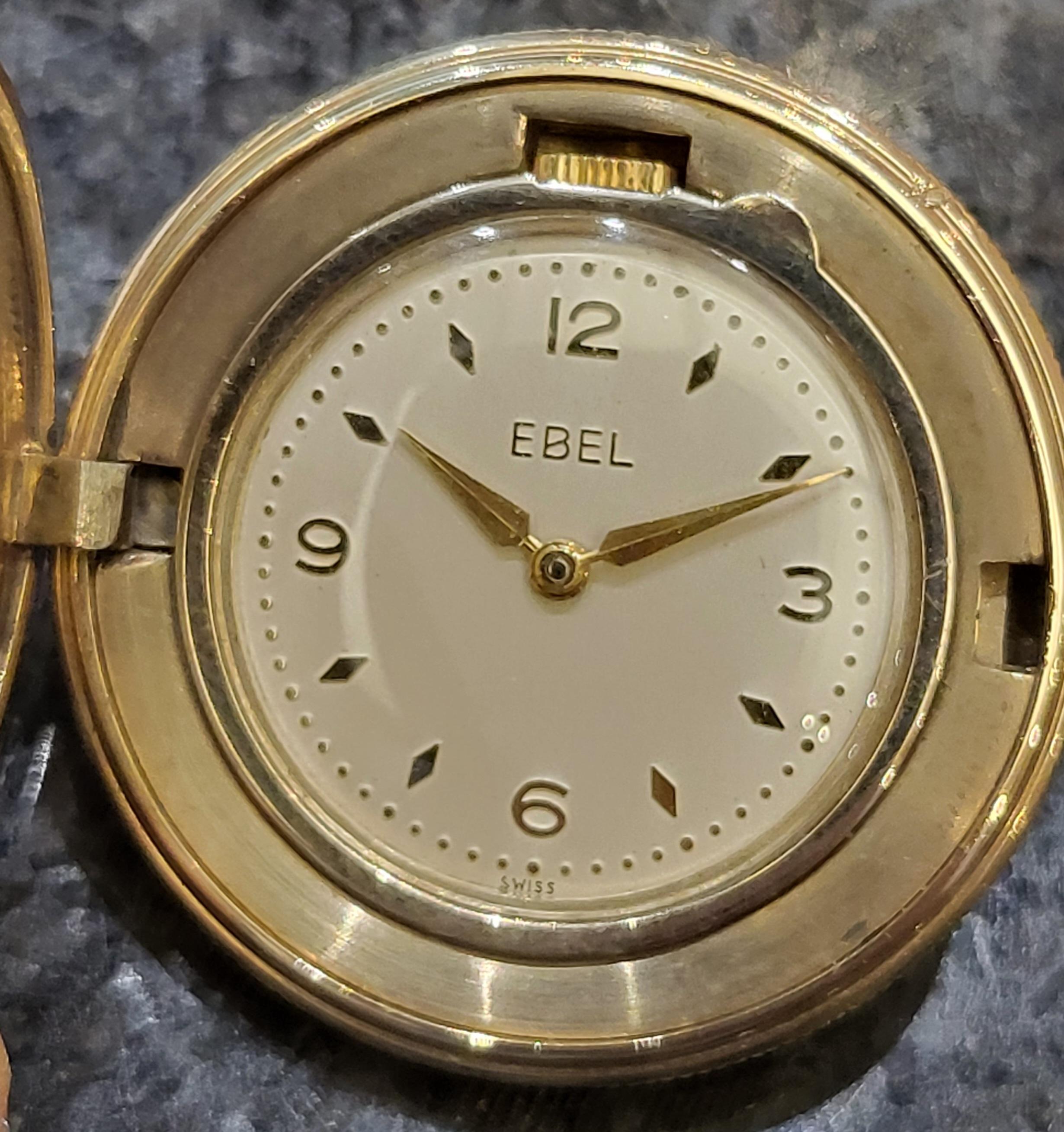 Artisan Rare Vintage Ebel Gold Plated Pocket Watch For Sale