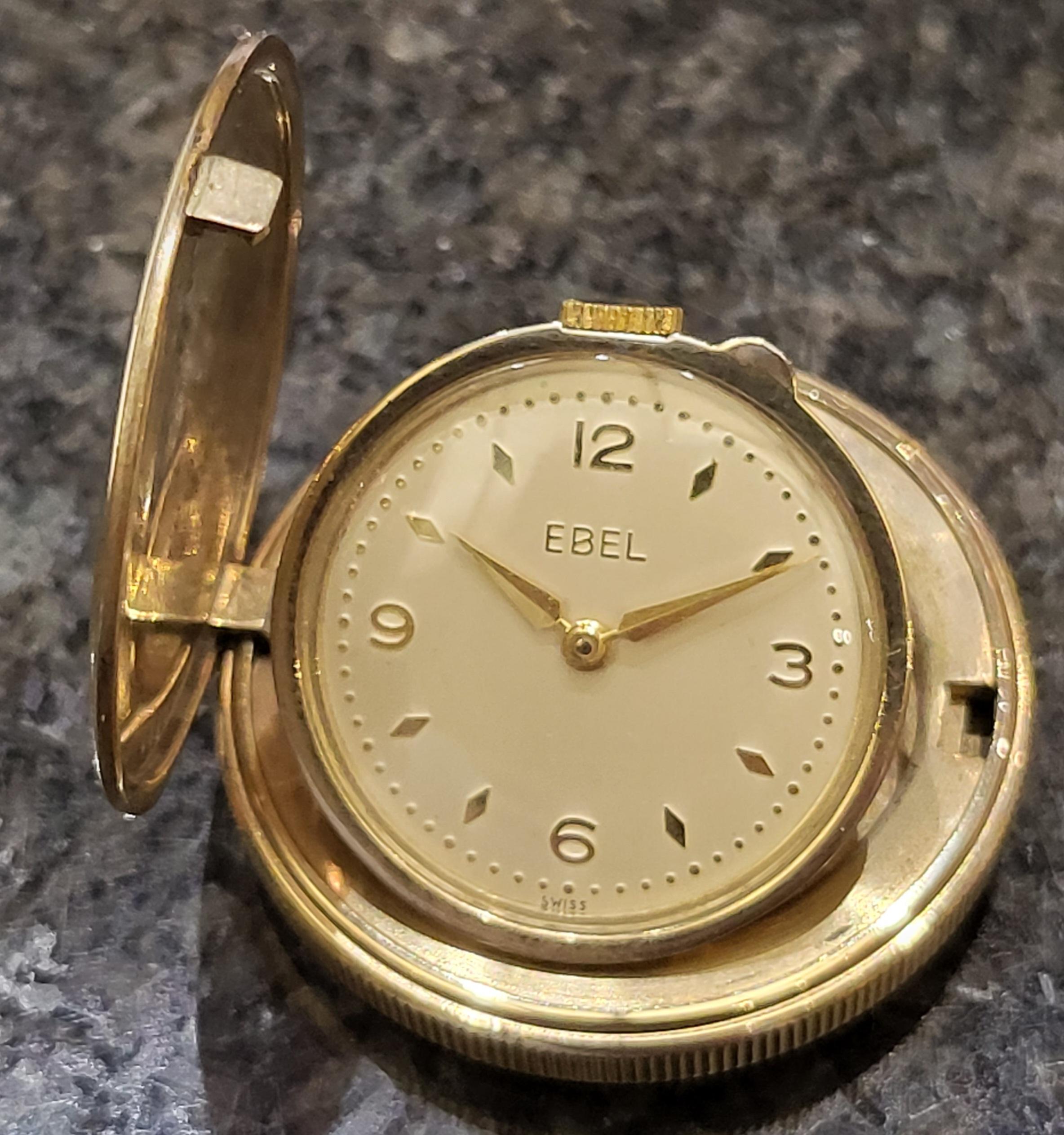 Rare montre de poche Ebel plaquée or en vente 2