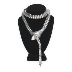 Rare Vintage Elsa Peretti for Halston Sterling Silver Snake Belt & Necklace