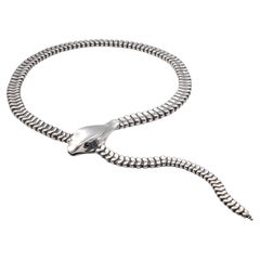 Rare Vintage Elsa Peretti for Halston Sterling Silver Snake Belt & Necklace