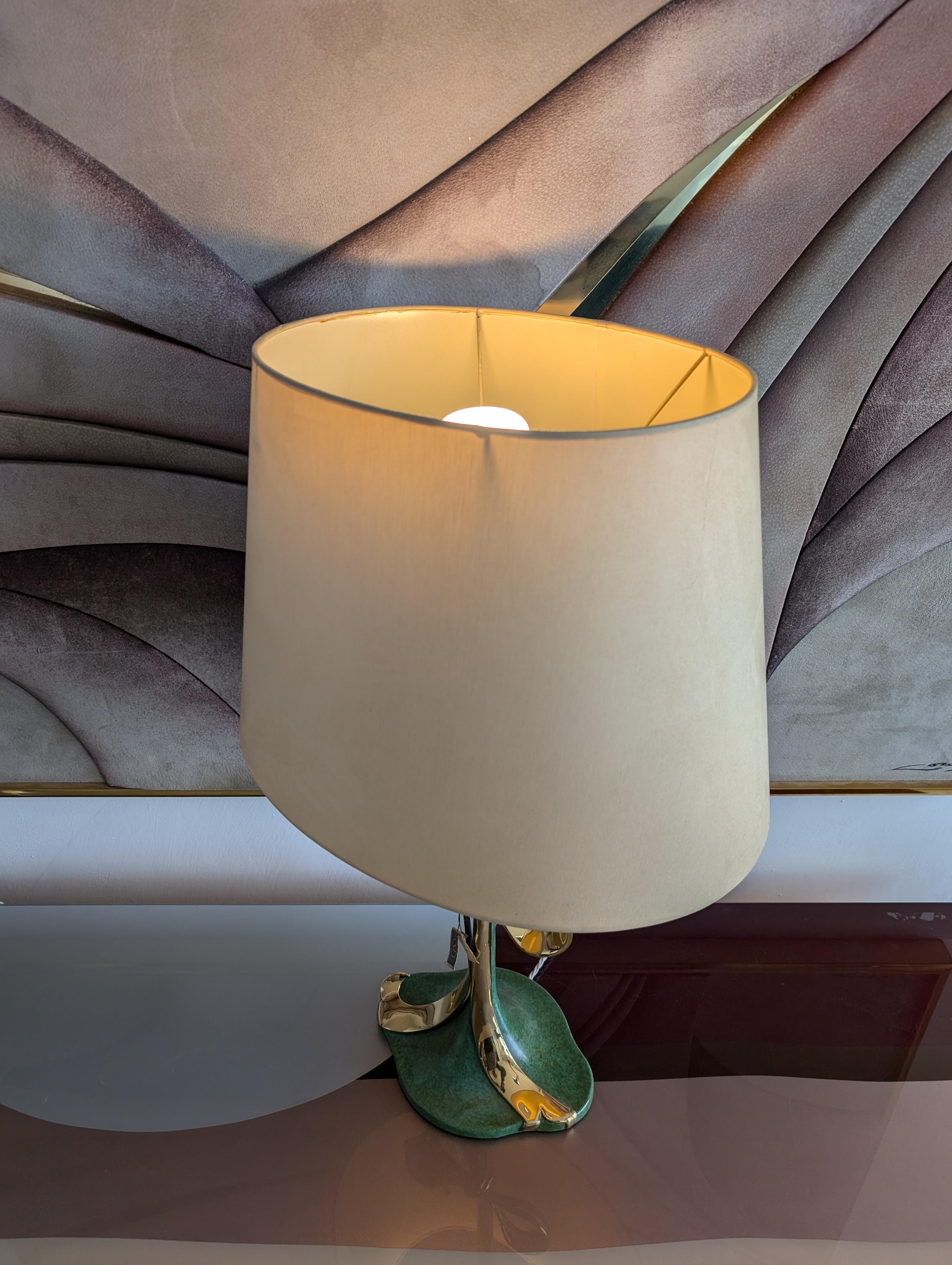 Rare vintage enameled bronze & polished brass bow lamp by Valenti, Spain 1970s For Sale 2