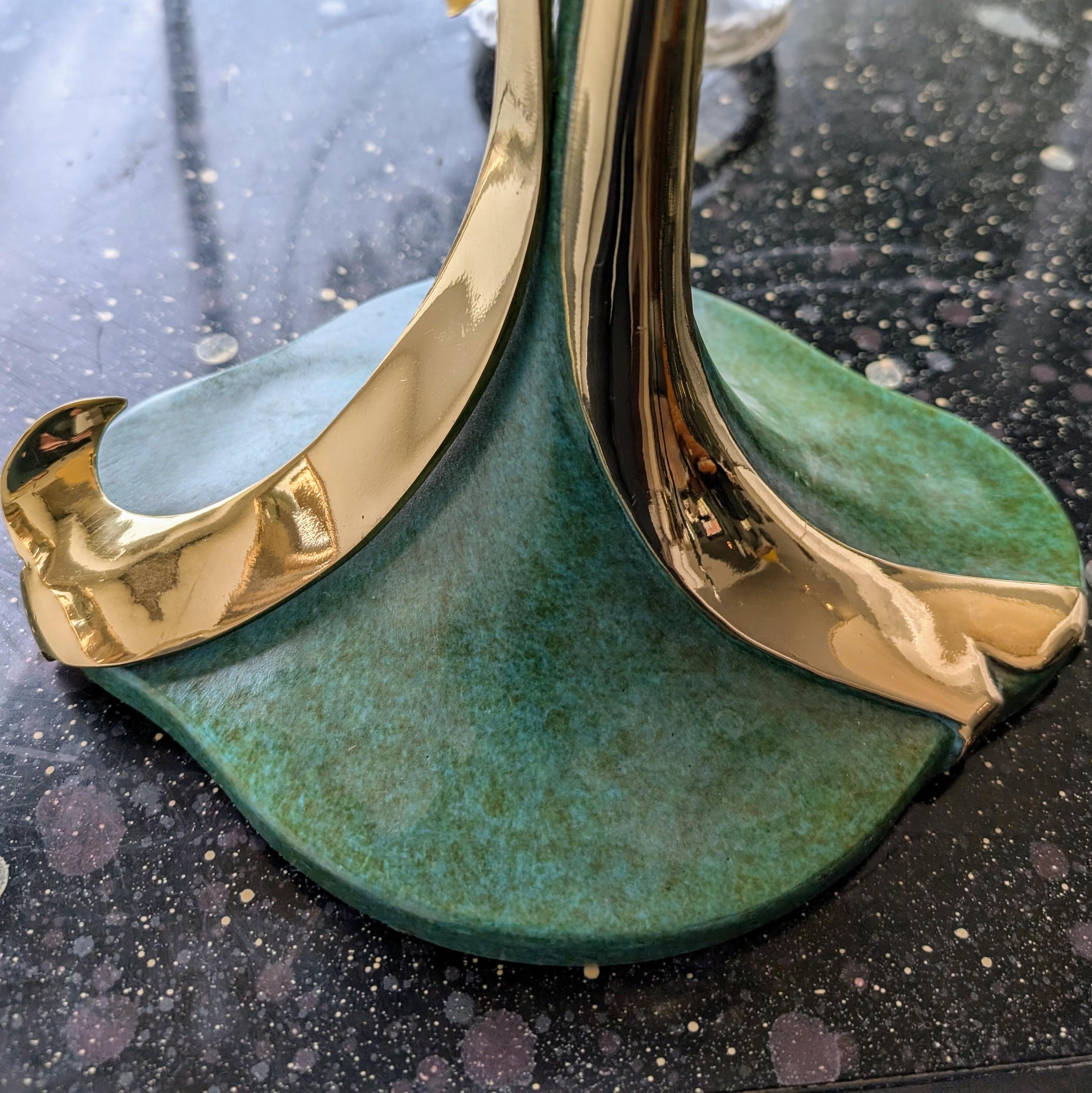 Rare vintage enameled bronze & polished brass bow lamp by Valenti, Spain 1970s For Sale 4