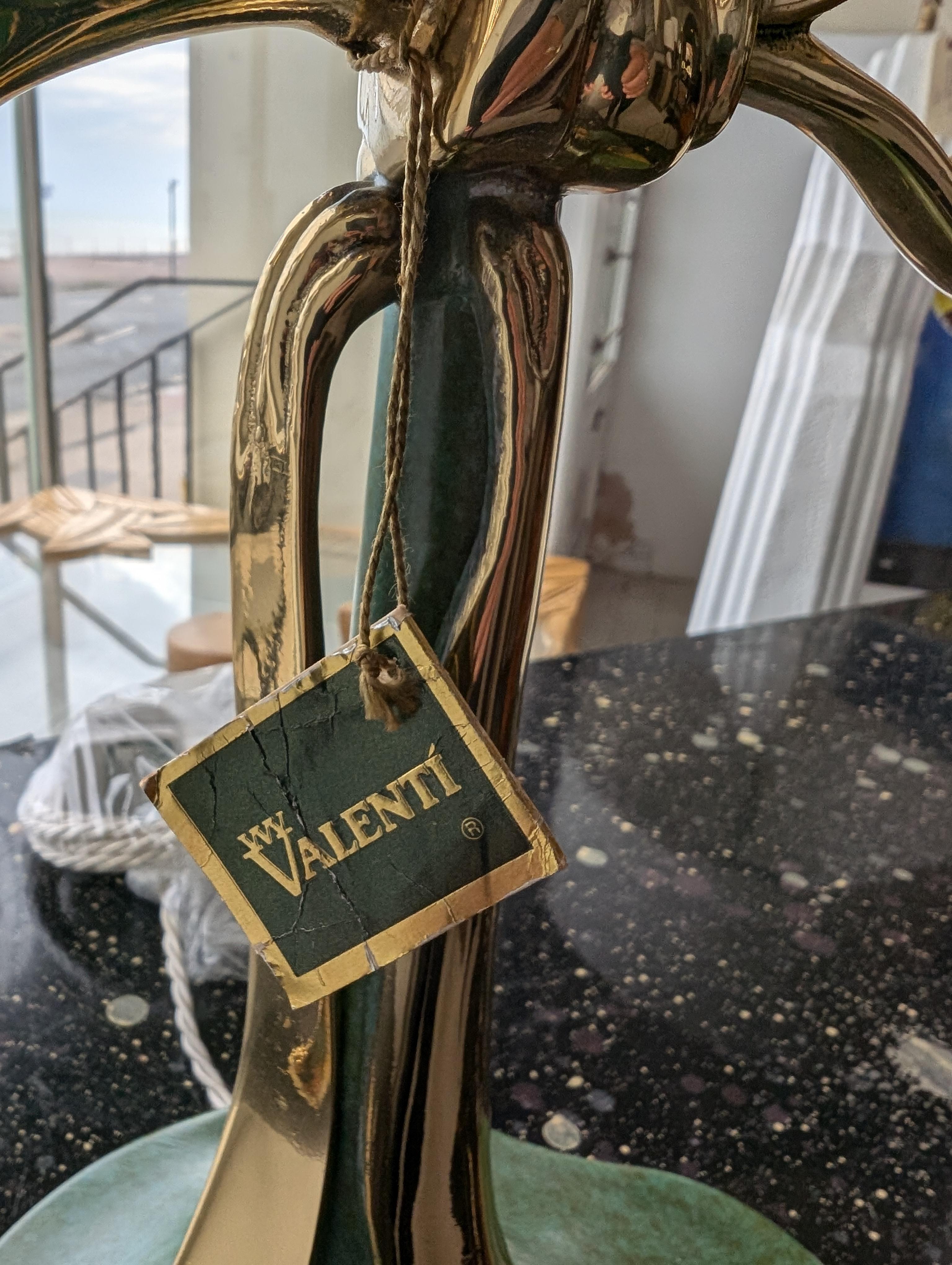 Rare vintage enameled bronze & polished brass bow lamp by Valenti, Spain 1970s For Sale 6