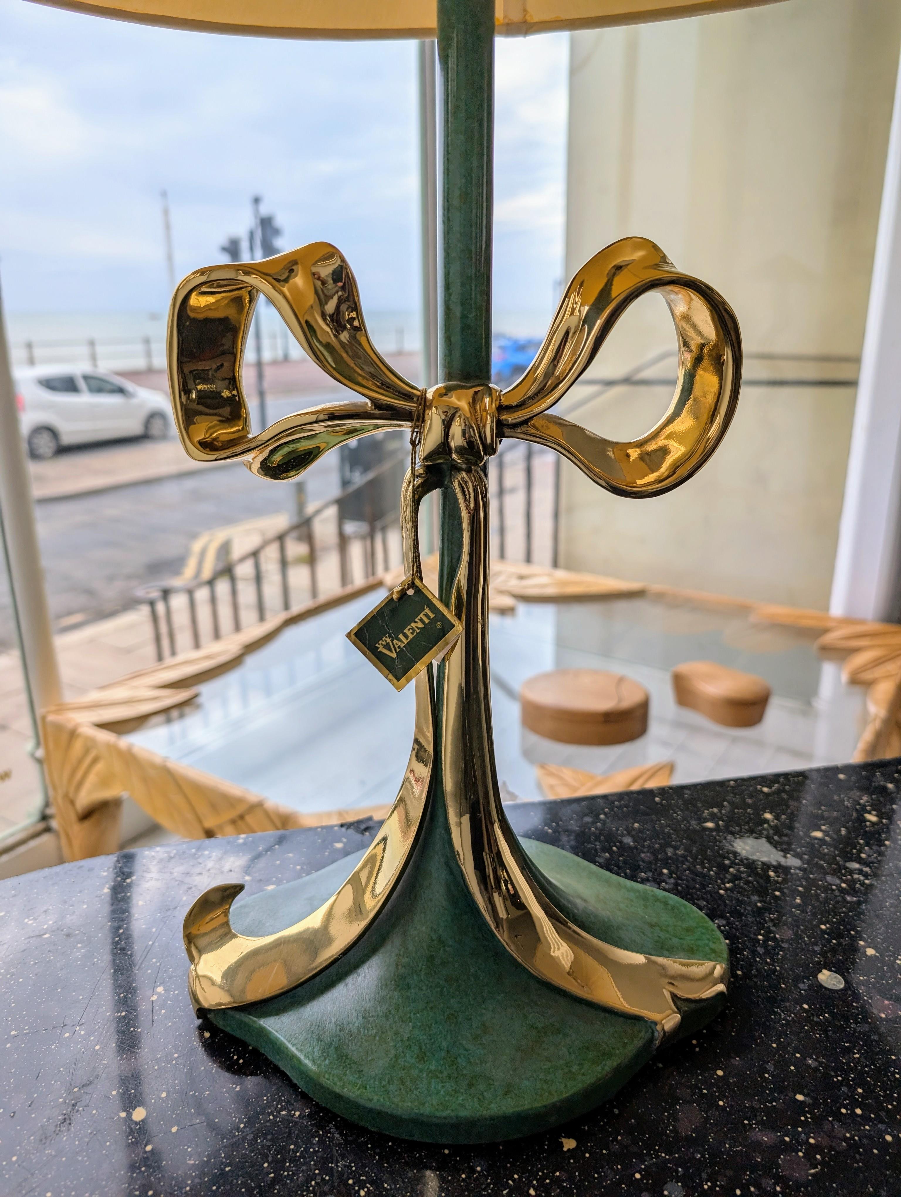 Mid-Century Modern Rare vintage enameled bronze & polished brass bow lamp by Valenti, Spain 1970s For Sale