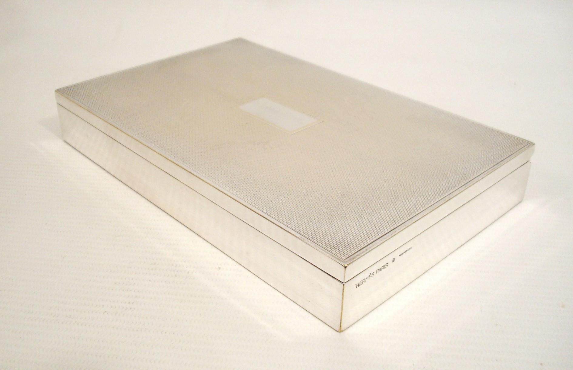 Mid-Century Modern Rare vintage engine turned Hermès box, France, circa 1960s.