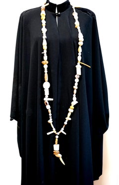 Rare Vintage Ethnographic 72-inch Necklace with White Coral, Amber, Copal