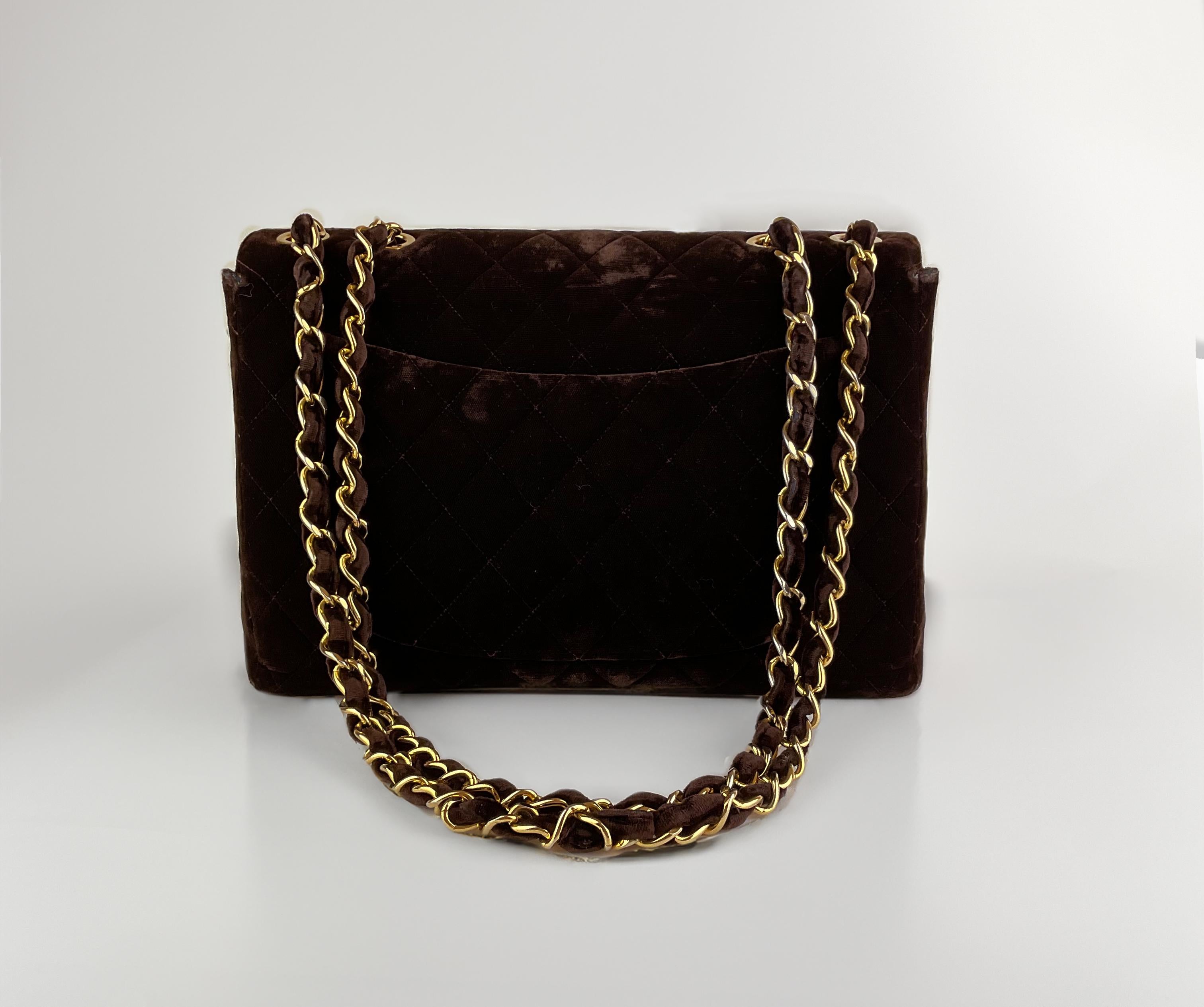 Black Rare Vintage F/W 1995 Chanel Velvet Chocolate Maxi Jumbo Flap Bag For Sale