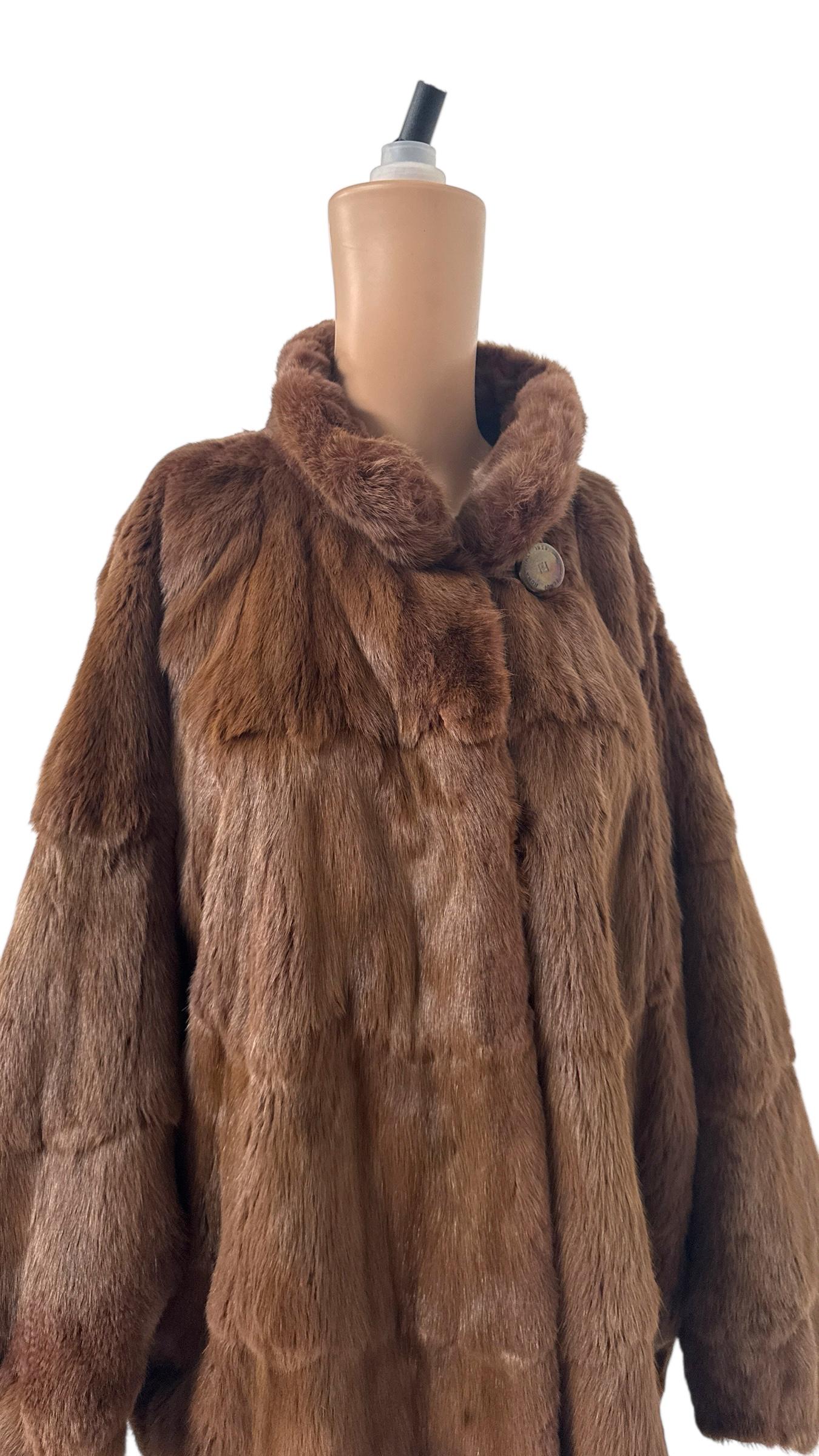 Black Rare Vintage Fendi Batwing Fur Coat in Squirrel or Petit-Gris in vendita