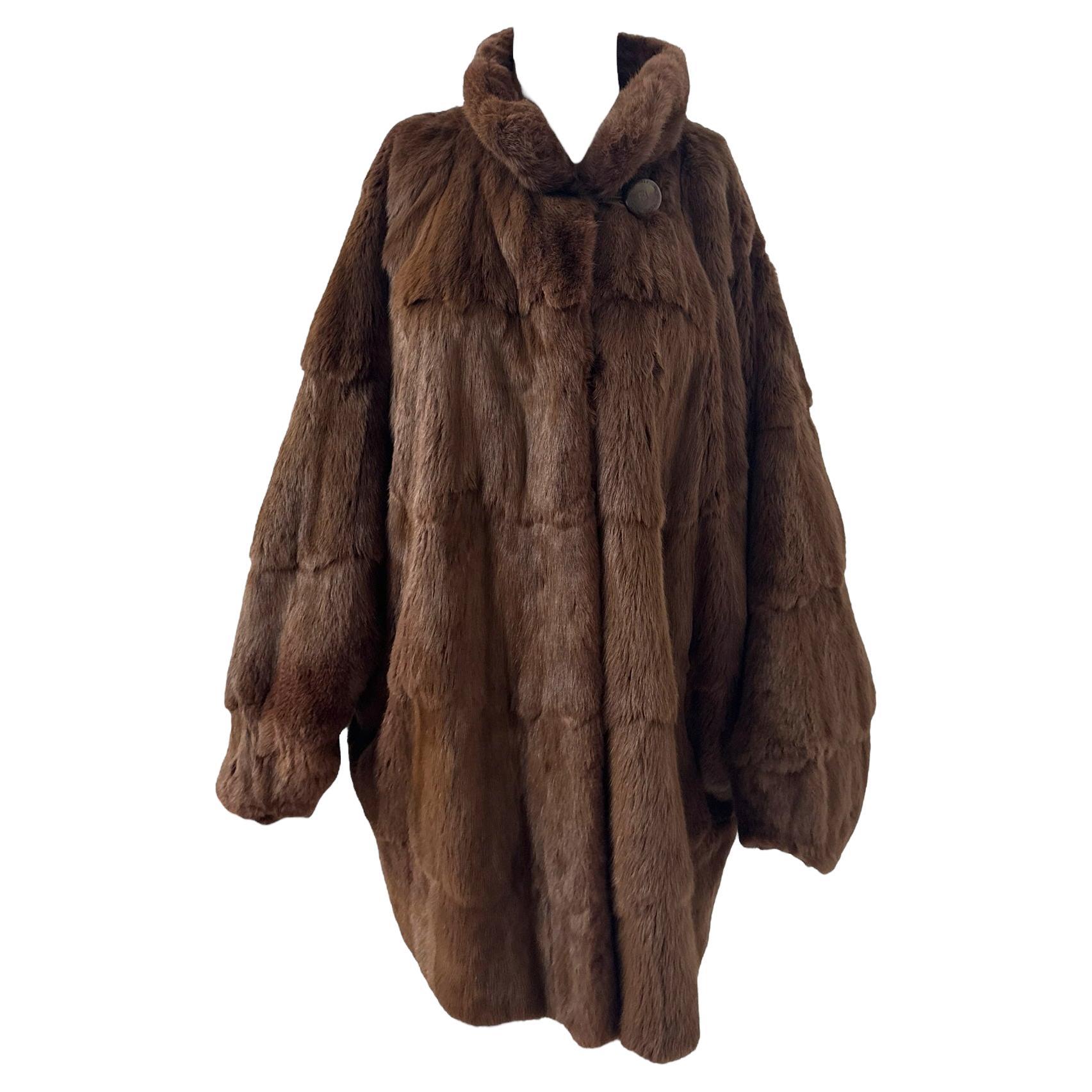 Rare Vintage Fendi Batwing Fur Coat in Squirrel or Petit-Gris