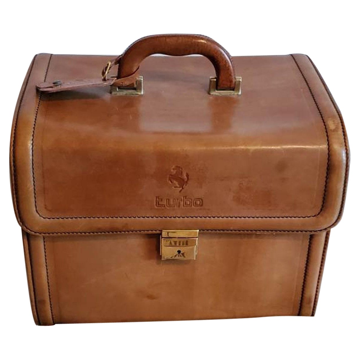 Rara borsa da viaggio in pelle Ferrari 208 Turbo Schedoni d'epoca