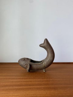 Rare Vintage Figural Koi Fish Brass Censer Incense Vessel