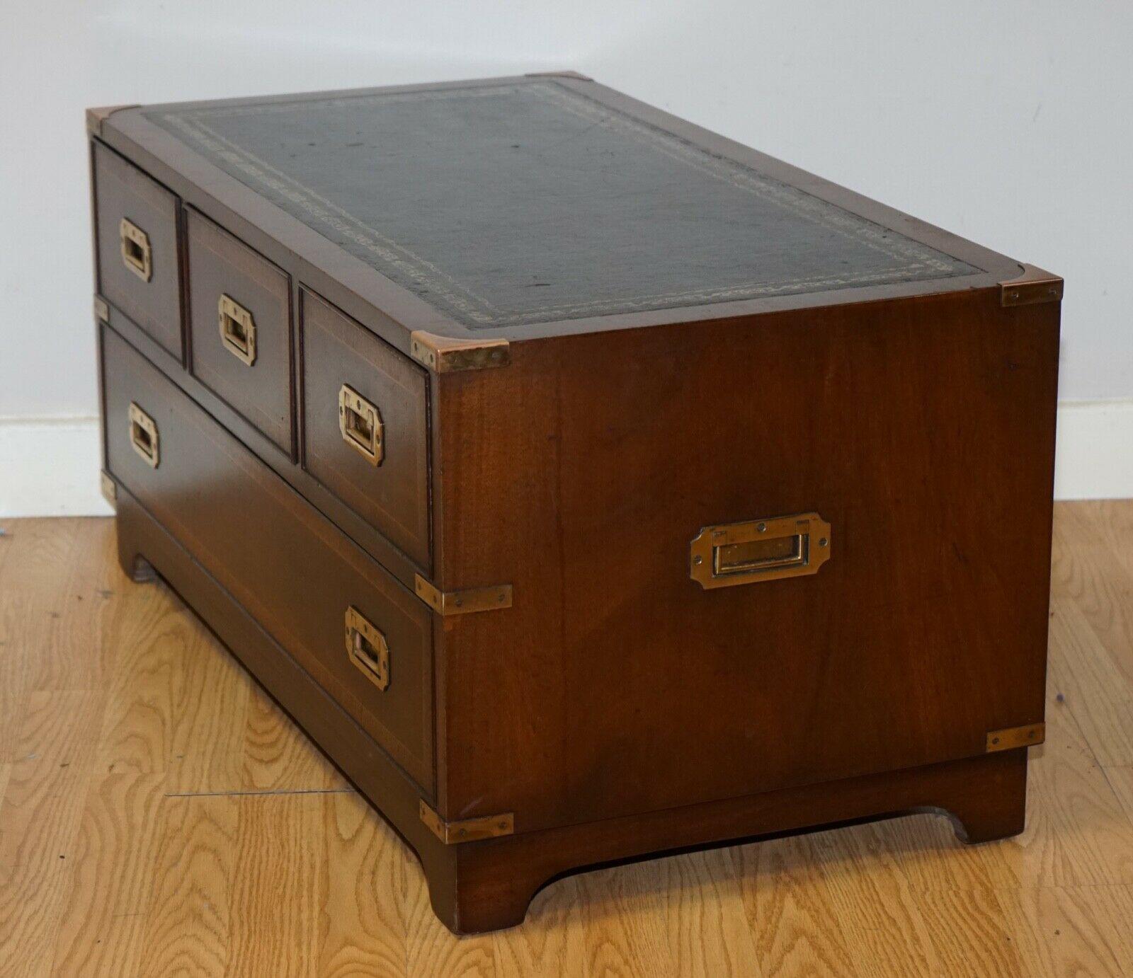 Rare Vintage Flamed Hardwood Military Campaign Low Chest of Drawers 2