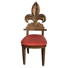 Rare Vintage Fleur -Di-Lis Giltwood Vanity Chair
