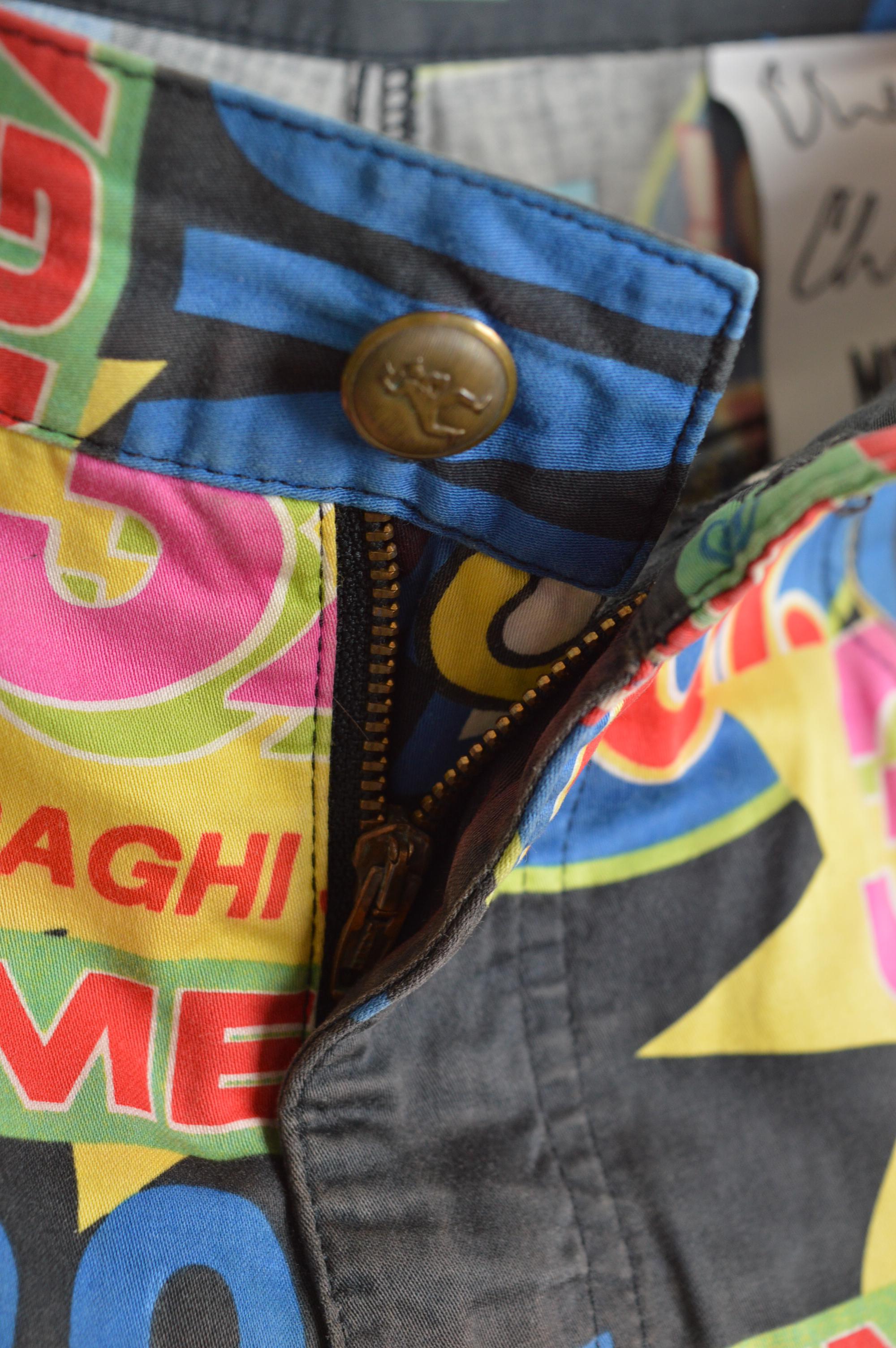 Seltene Vintage Franco Moschino Supermarkt Rabatt bunte Denim Jeans im Angebot 5