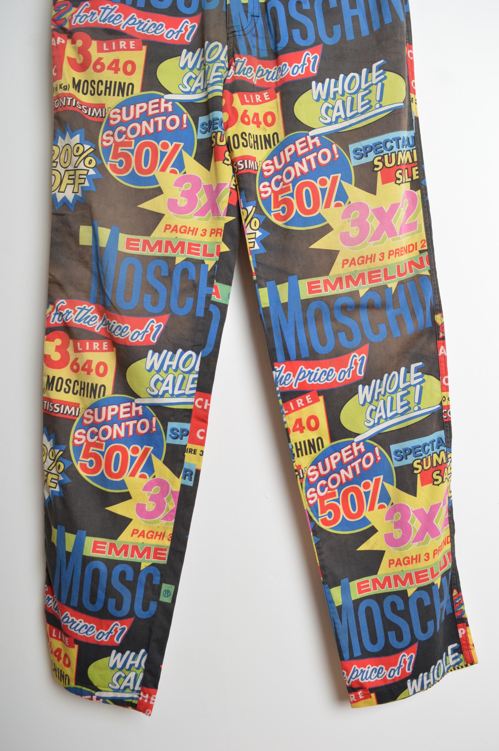 Seltene Vintage Franco Moschino Supermarkt Rabatt bunte Denim Jeans im Angebot 2