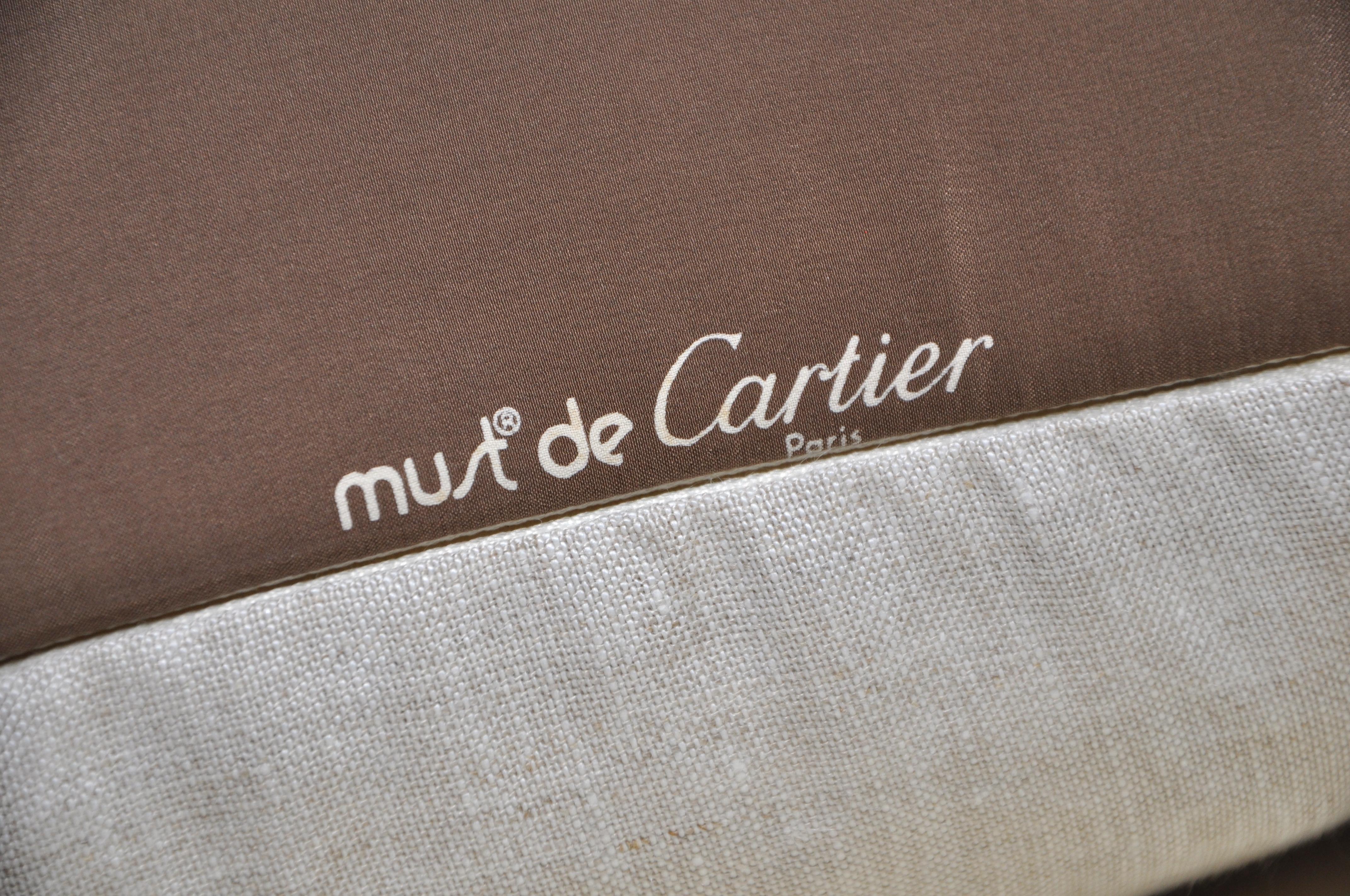 Fait main Cartier Rare bracelet panthre vintage franais en soie et charpe en lin irlandais marron en vente