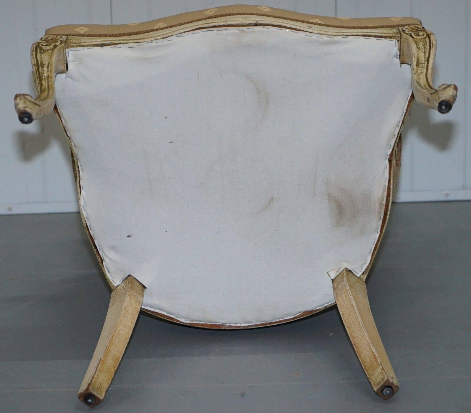 Rare Vintage French Late 19th Century Occasional Armchair Shabby Chic Style 2