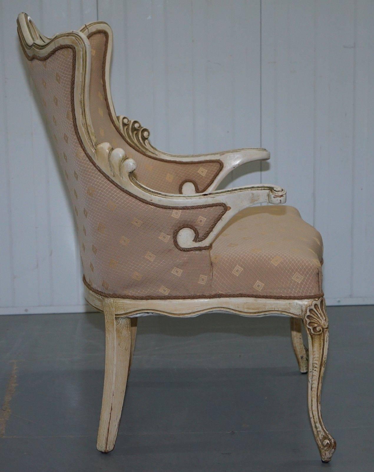 Hand-Crafted Rare Vintage French Late 19th Century Occasional Armchair Shabby Chic Style