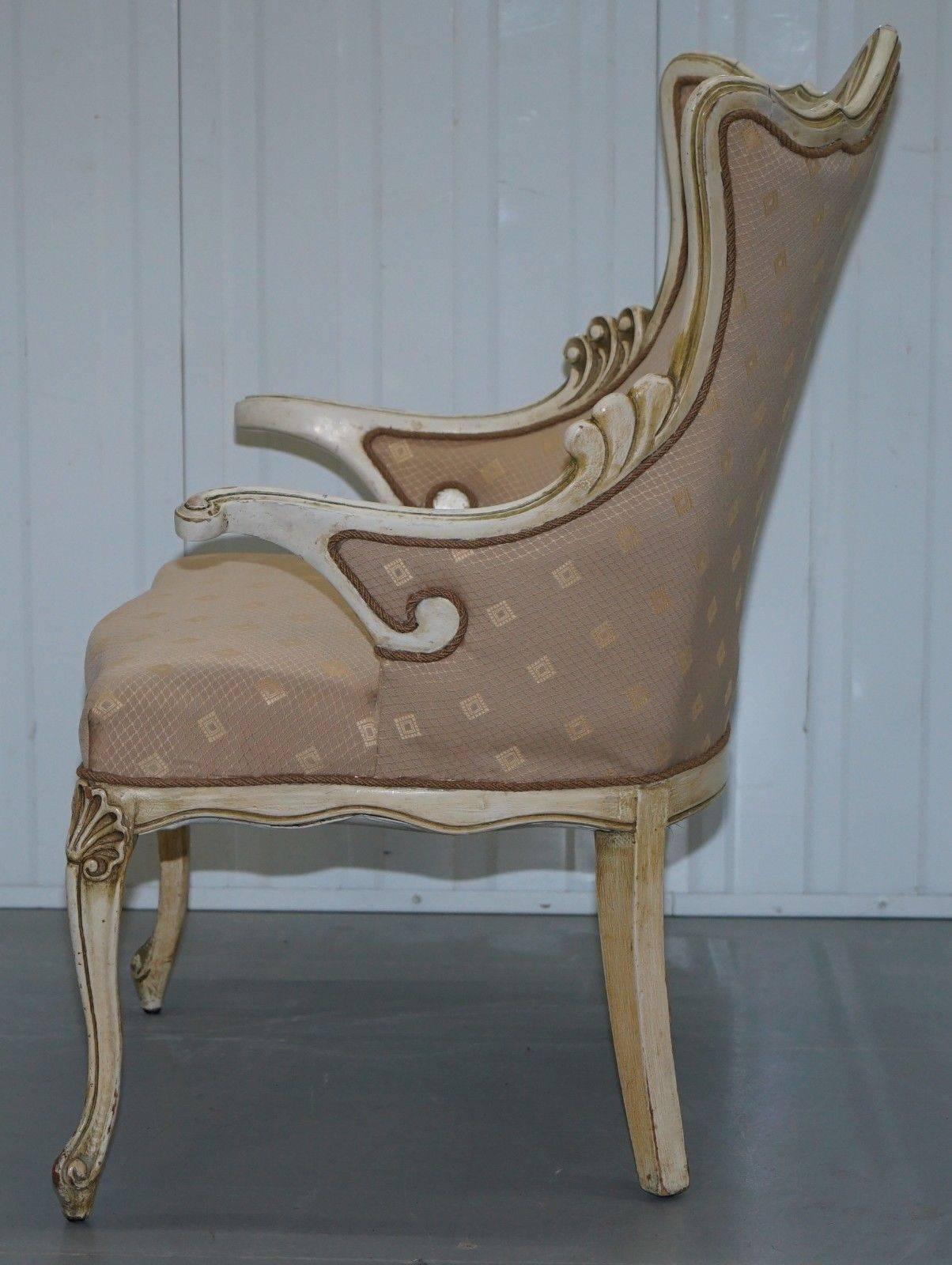 Rare Vintage French Late 19th Century Occasional Armchair Shabby Chic Style 1