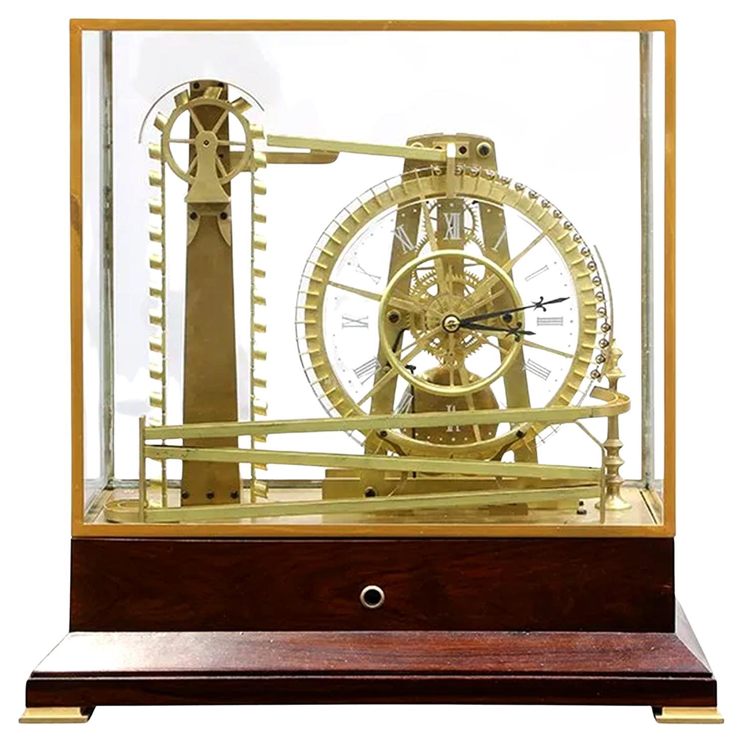 Rare horloge industrielle vintage Mystery de 8 jours à roues roulantes et à boules, style français