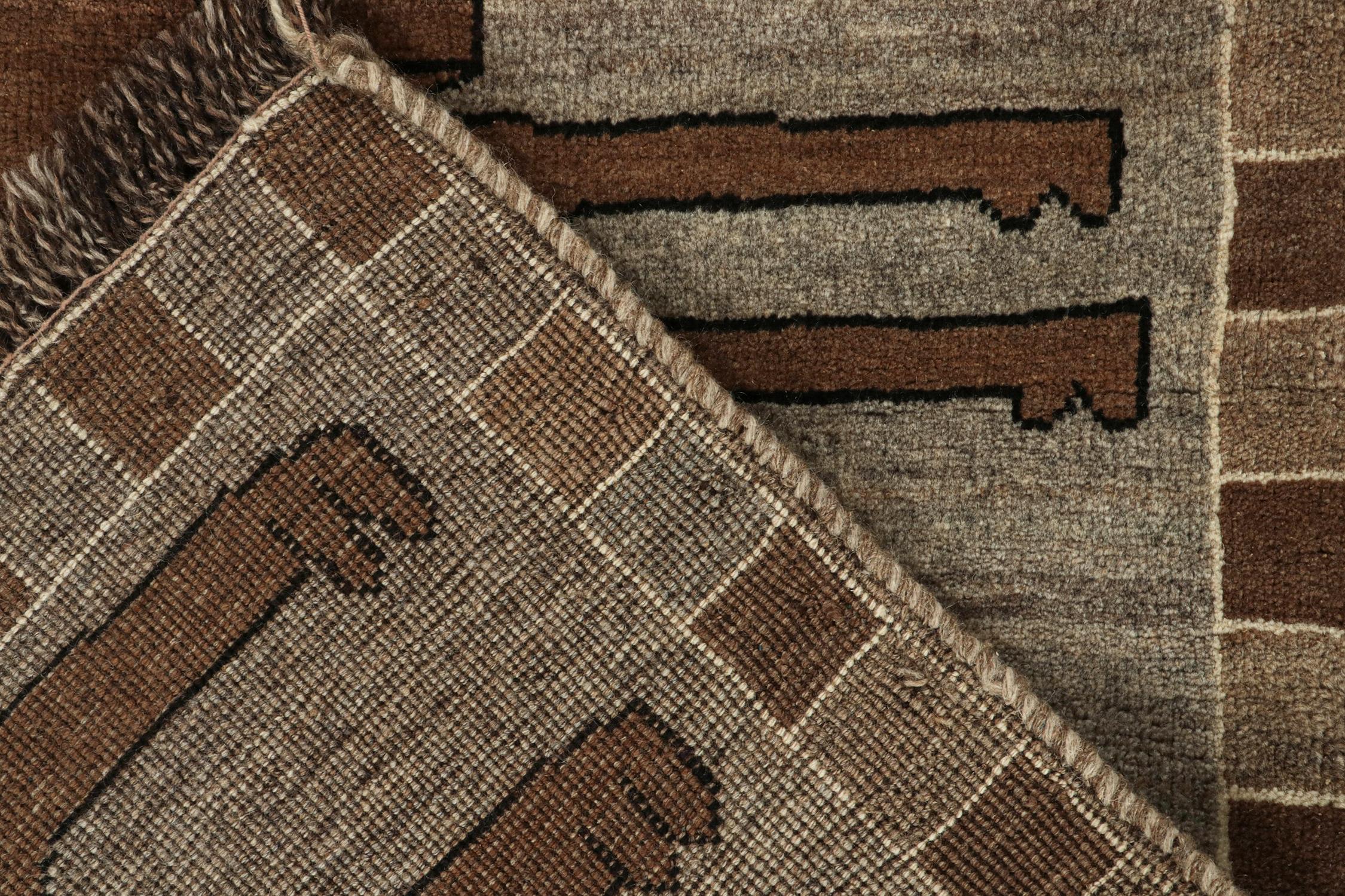 Mid-20th Century Rare Vintage Gabbeh Rug in Gray with Brown Animal Pictorials by Rug & Kilim For Sale