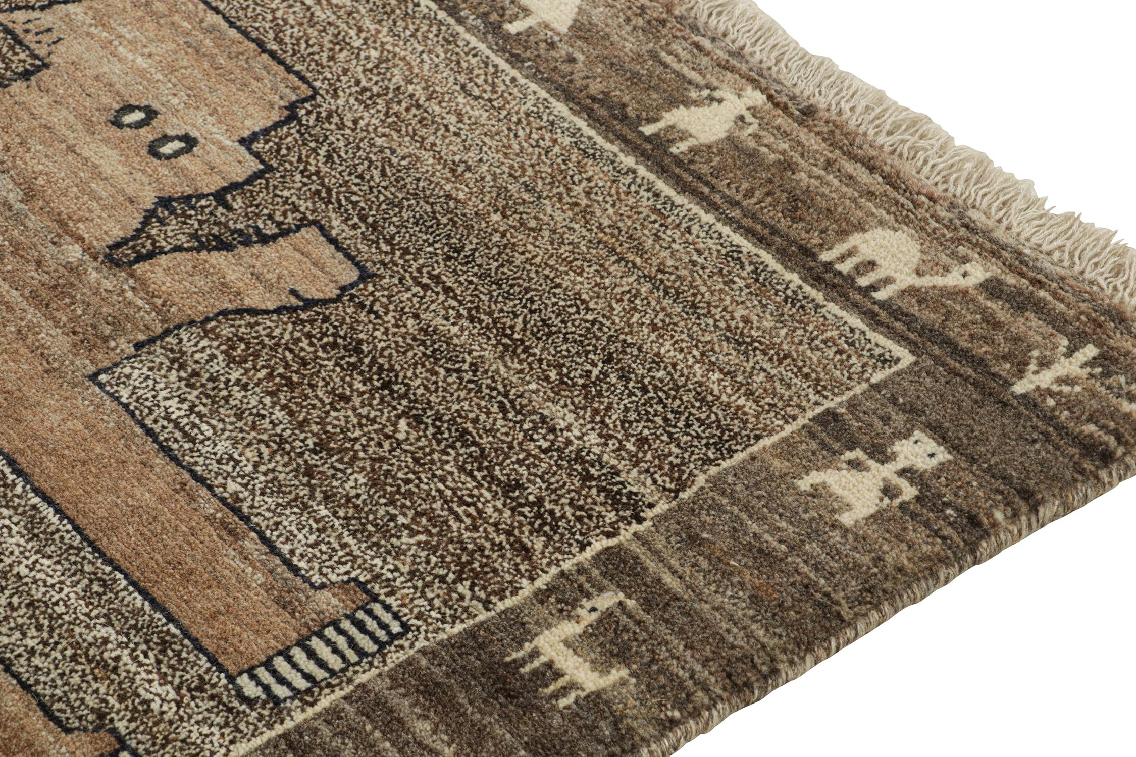 Rare Vintage Gabbeh Tribal Rug in Gray & Brown Animal Pictorial by Rug & Kilim In Good Condition For Sale In Long Island City, NY