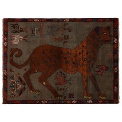 Rare Vintage Gabbeh Tribal Rug in Gray 
Rich Pictorial Patterns by Rug 
Kilim