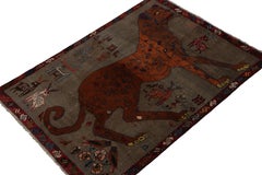 Rare Vintage Gabbeh Tribal Rug in Gray & Rich Pictorial Patterns by Rug & Kilim