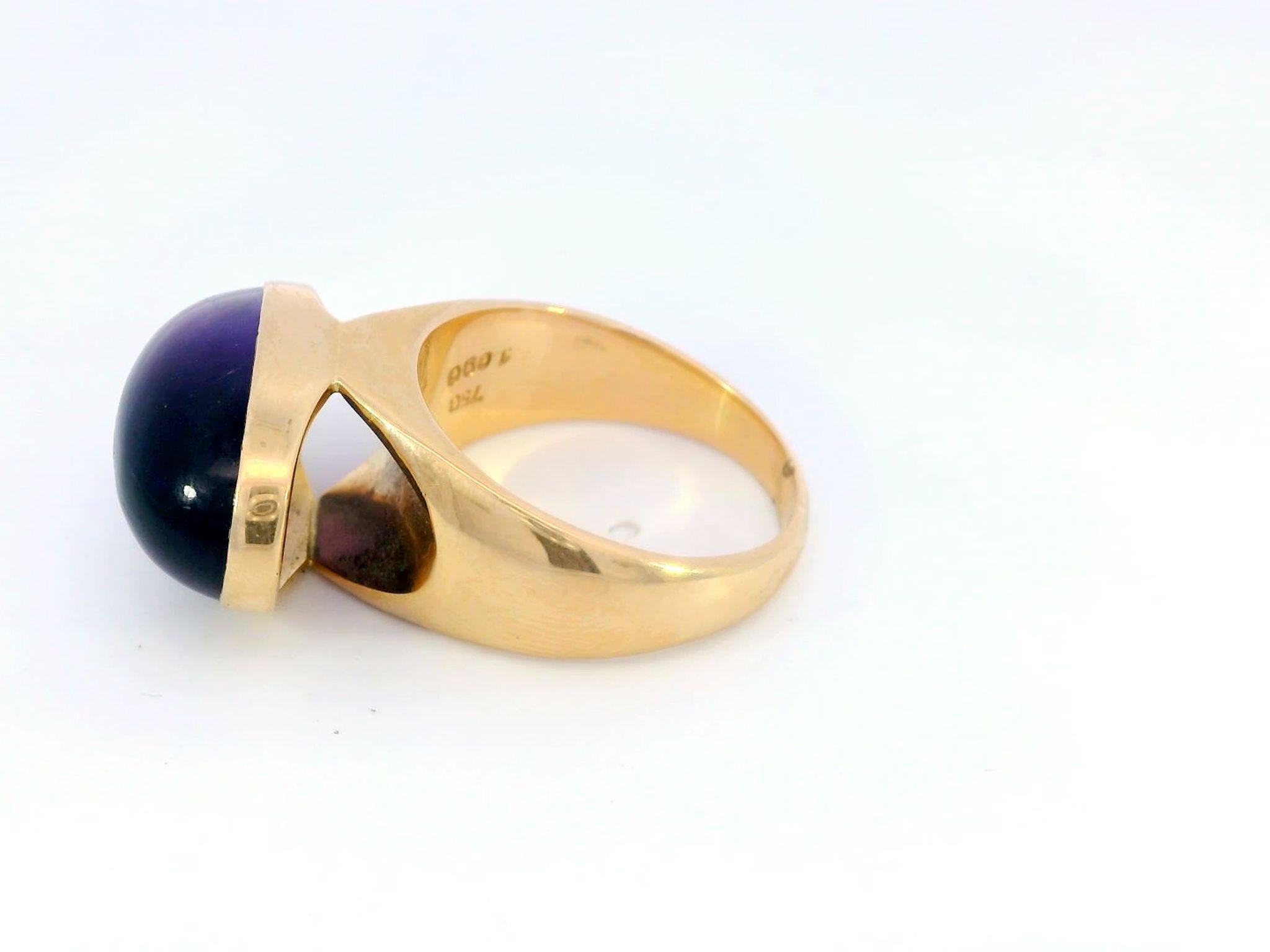 Modern Rare Vintage Georg Jensen Amethyst Ring Attributed to Tuk Fischer 18k YG