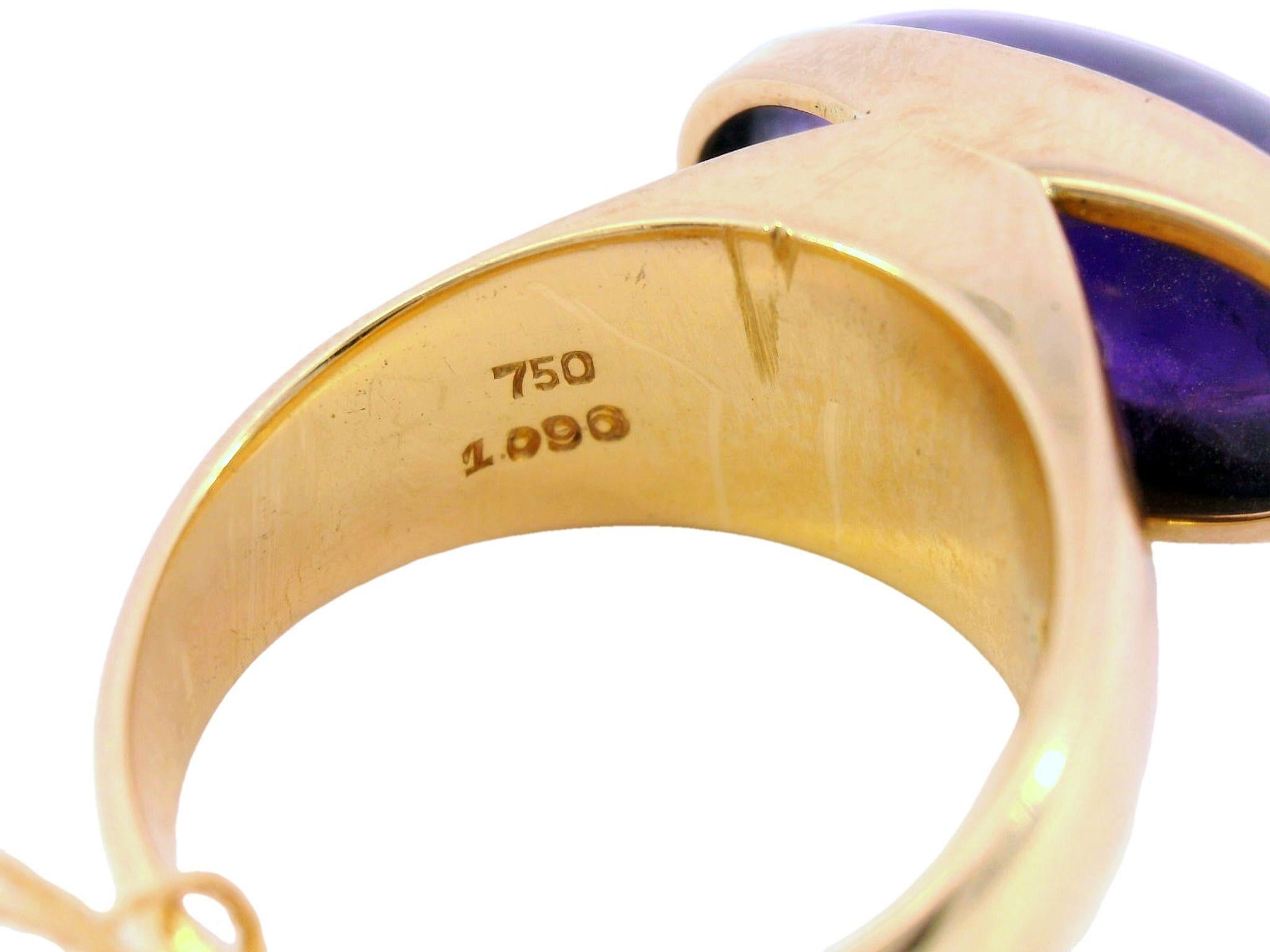 Women's Rare Vintage Georg Jensen Amethyst Ring Attributed to Tuk Fischer 18k YG