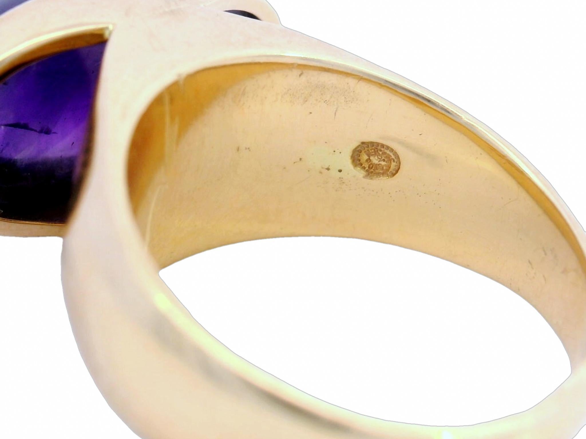 Rare Vintage Georg Jensen Amethyst Ring Attributed to Tuk Fischer 18k YG 1