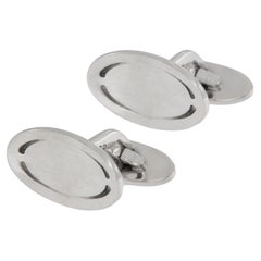 Georg Jensen Boutons de manchette ovales rares et vintage en argent sterling 