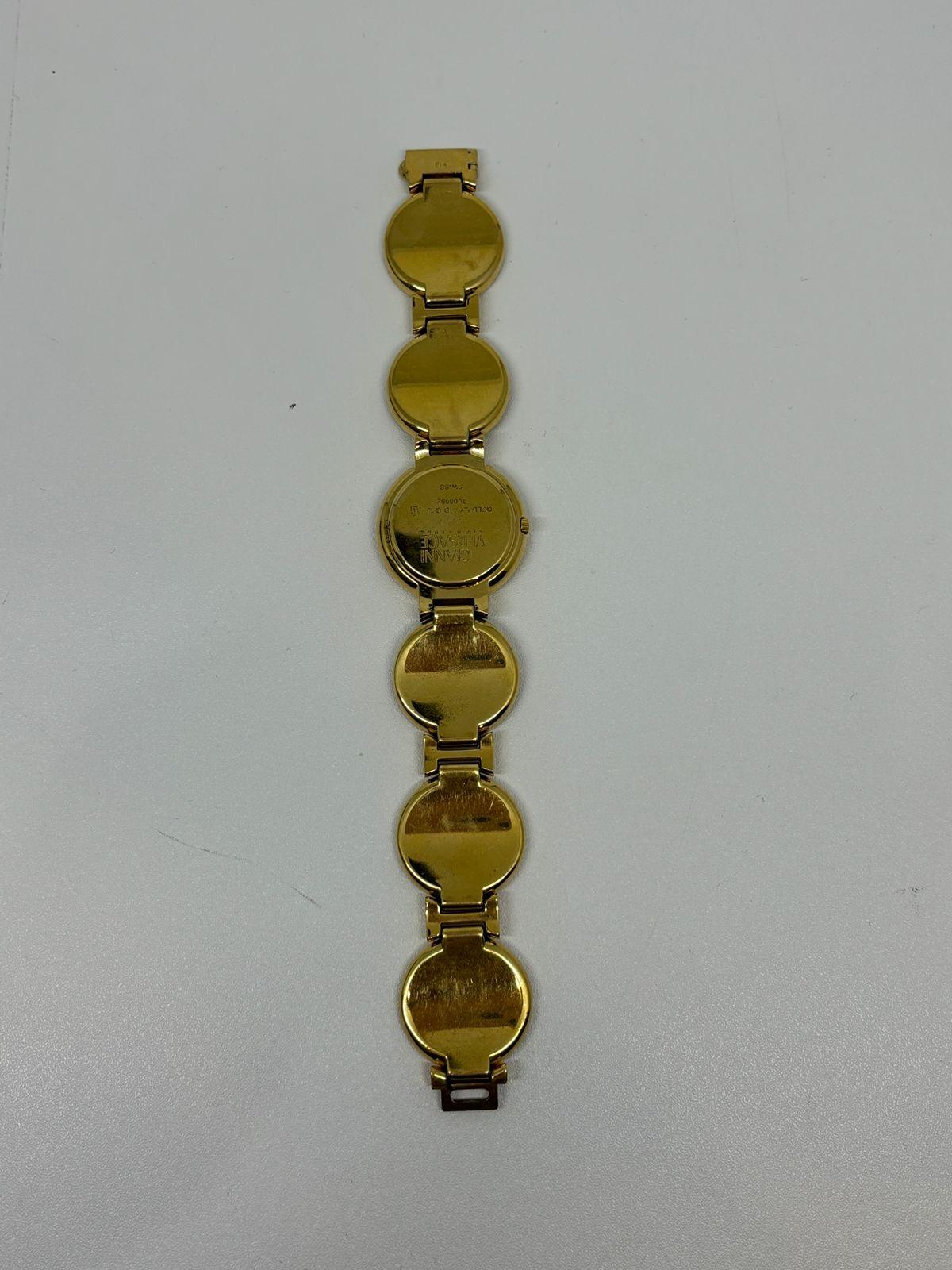 Rare Vintage Gianni Versace Gold Plated Medusa Gold Coin Black Dial Wrist Watch For Sale 5