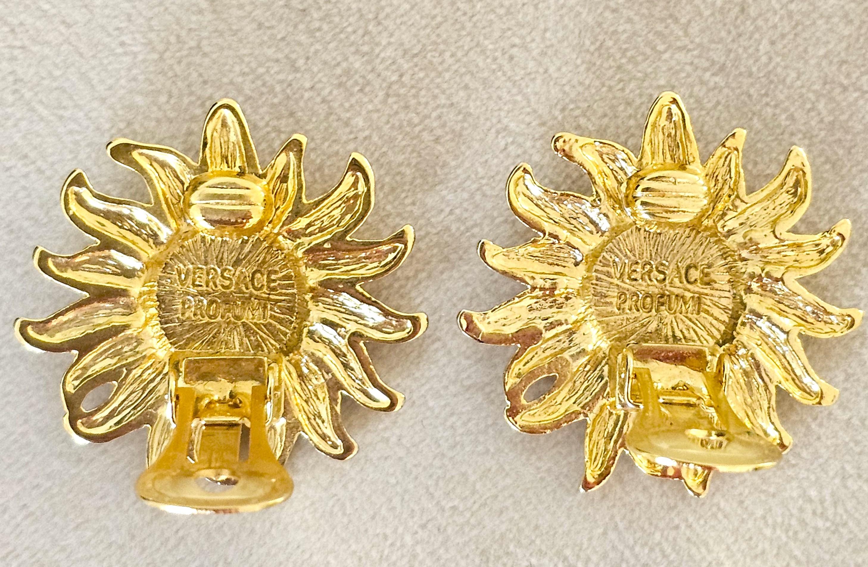 De las mujeres Raro Vintage Gianni Versace Sol de Oro Pendientes de clip Pasarela 1981 en venta