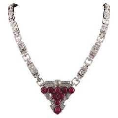 Rare Vintage Gillott & Co. Detachable Pendant Ruby and Platinum Necklace