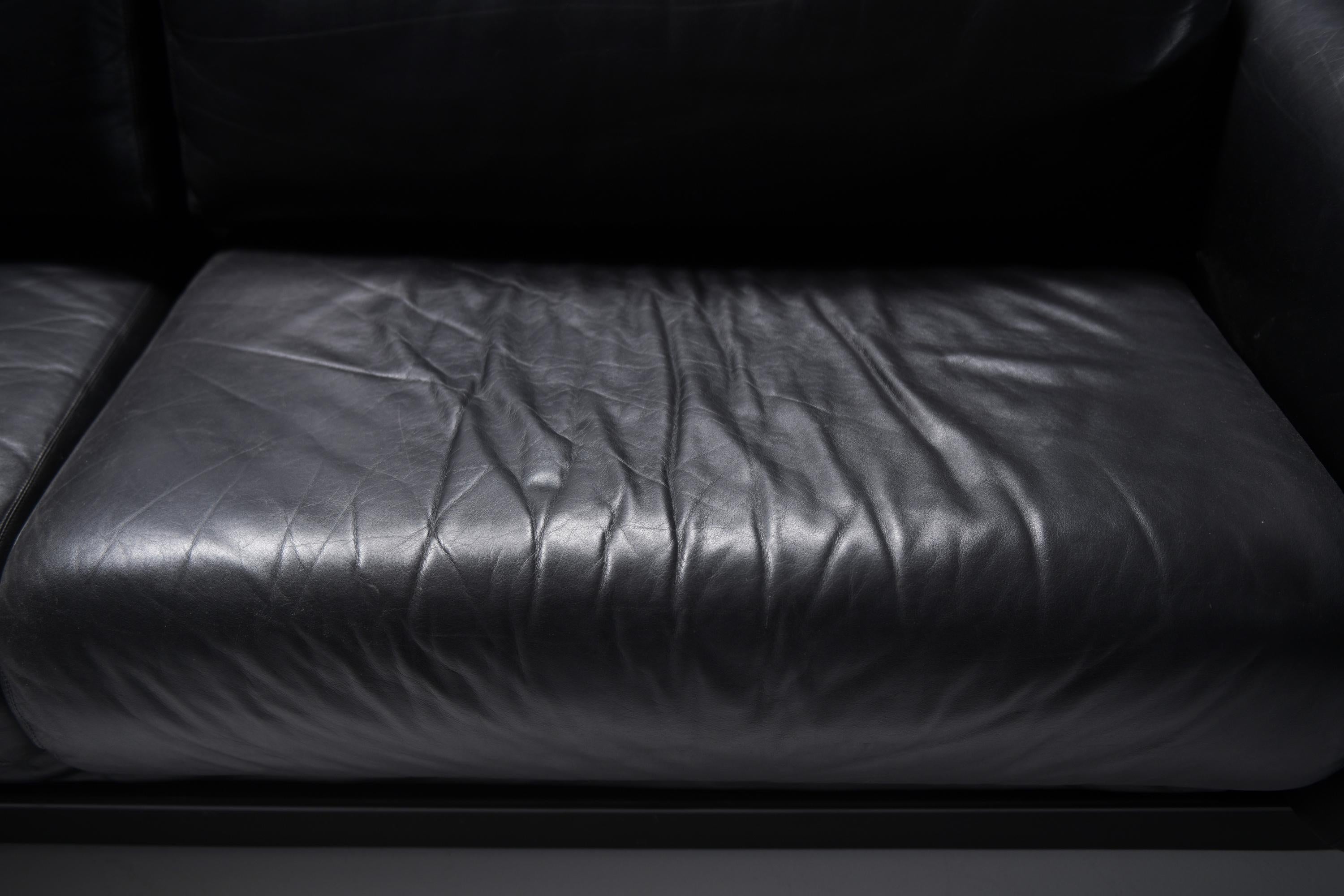 Rare Vintage Gradual lounge sofa in black leather by Cini Boeri for Knoll For Sale 4